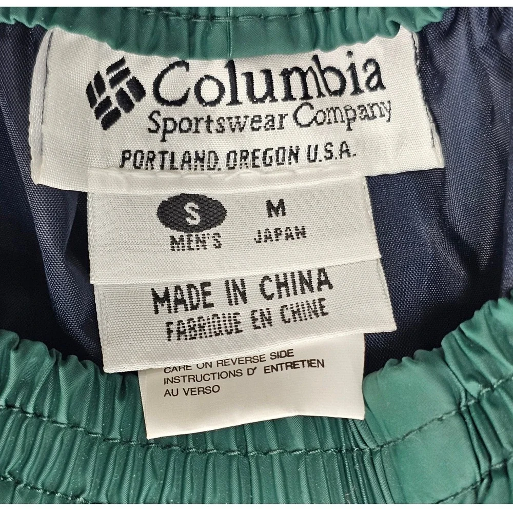 Columbia Sportswear PVC Nylon Windbreaker Snap Pants Green‎ Men's Size S